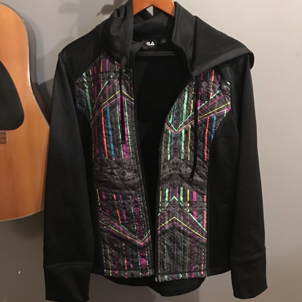 FILA fleece black and neon hoodie! NWT